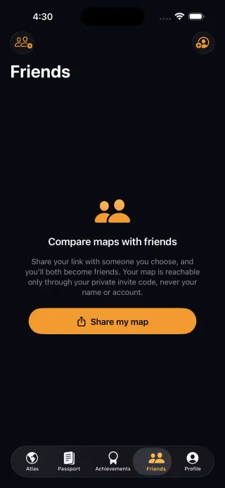 The Friends feed of new places and unlocked achievements