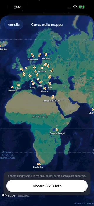 Photo Explorer di Mapsake con ricerca privata delle foto e controlli della mappa