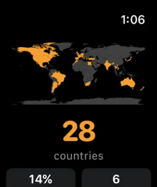 Mapsake visited countries globe on Apple Watch